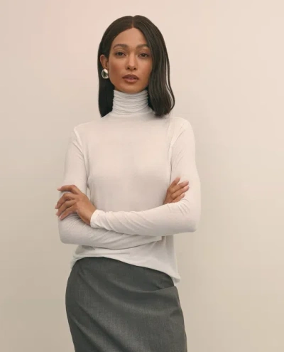 Brooks Brothers Lightweight Modal Cashmere Turtleneck Sweater In White