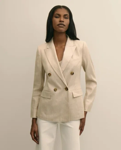 Brooks Brothers Linen Blend Double-breasted Jacket In Brown