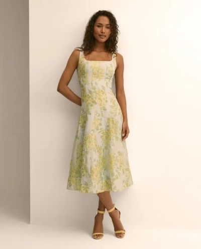 Brooks Brothers Linen Blend Floral Tank Dress In Yellow
