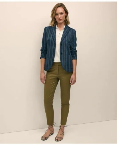 Brooks Brothers Linen-cotton Striped Jacquard Jacket In Blue