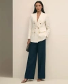Brooks Brothers Linen Double-breasted Peak Lapel Jacket In White