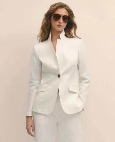 Brooks Brothers Linen One-button Notch Lapel Jacket In White