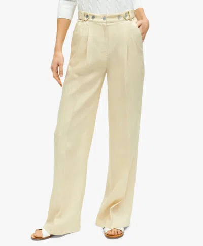 Brooks Brothers Linen Pleated Wide Leg Trousers