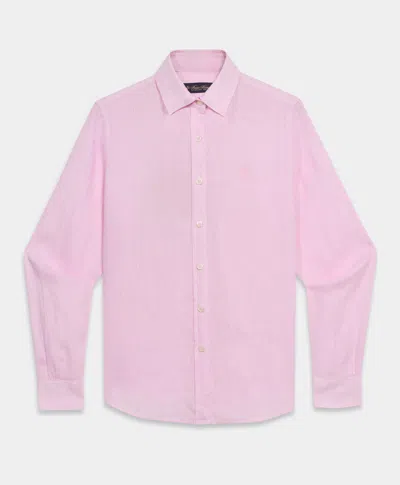 Brooks Brothers Linen Shirt With Logo In Pink