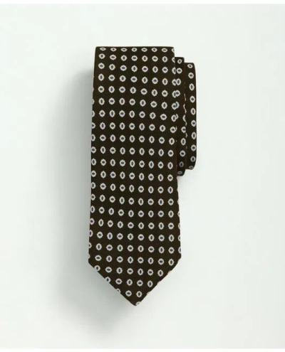 Brooks Brothers Linen Silk Alternating Mini Flower Tie | Brown | Size L/xl