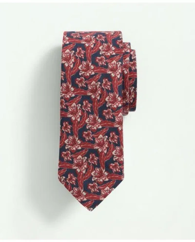 Brooks Brothers Linen Tropical Floral Tie | Navy | Size L/xl