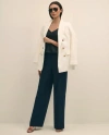 Brooks Brothers Linen Wide Leg Trousers In Blue