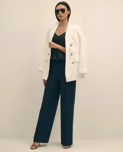 Brooks Brothers Linen Wide Leg Trousers In Blue