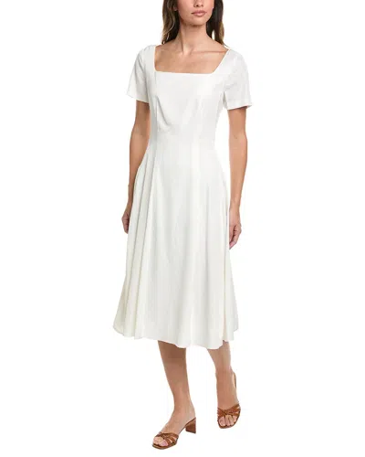 Brooks Brothers Linen-blend Midi Dress In White
