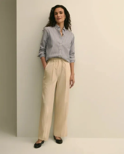 Brooks Brothers Linen-cotton Blend Tie-waist Wide-leg Pants In Neutral