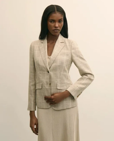 Brooks Brothers Linen-wool Blend Windowpane Jacket In Gray