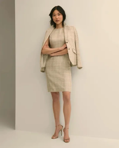 Brooks Brothers Linen-wool Windowpane Sheath Dress In Gray