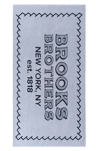 Brooks Brothers Logo Cotton Beach Towel In White