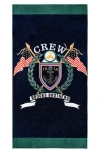 Brooks Brothers Logo Crest Cotton Beach Towel In Blue