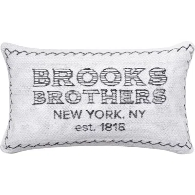 Brooks Brothers Logo Decorative Lumbar Throw Pillow In White