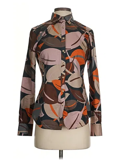Pre-owned Brooks Brothers Long Sleeve Blouse In Brown