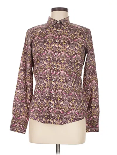 Pre-owned Brooks Brothers Long Sleeve Blouse In Purple