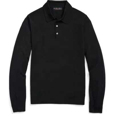 Brooks Brothers Fine Merino Wool Sweater Polo In Black
