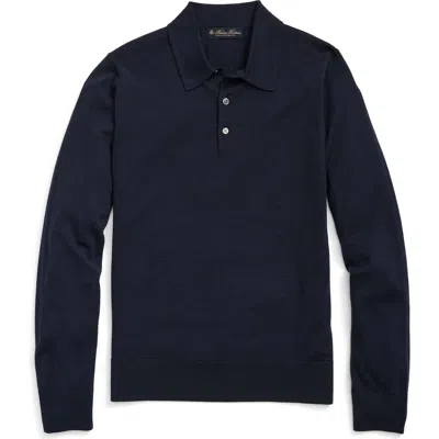 Brooks Brothers Fine Merino Wool Sweater Polo In Navy