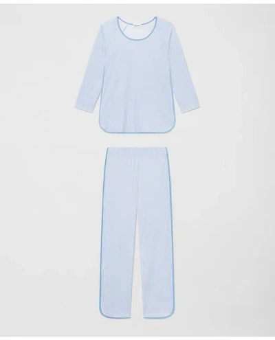 Brooks Brothers Long-sleeve Pajamas Set In Classic Blue Oxford Stripe