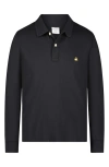 Brooks Brothers Long Sleeve Piqué Polo In Caviar