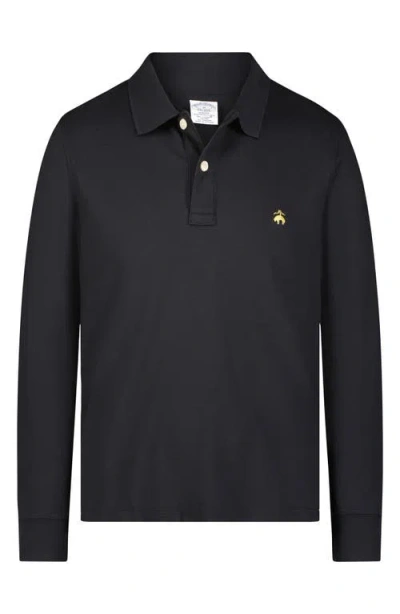 Brooks Brothers Long Sleeve Piqué Polo In Caviar