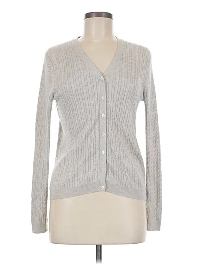 Pre-owned Brooks Brothers Long Sleeve Silk Top Gray Plunge Neckline Tops