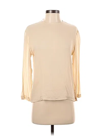 Pre-owned Brooks Brothers Long Sleeve Silk Top Ivory Mock Neckline Tops In White