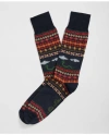 Brooks Brothers Lunar New Year Cotton-blend Fair Isle Snake Motif Socks In Navy