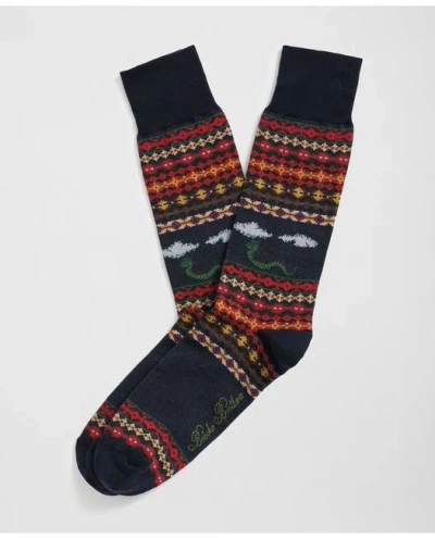 Brooks Brothers Lunar New Year Cotton-blend Fair Isle Snake Motif Socks In Navy