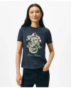 Brooks Brothers Lunar New Year Cotton Embroidered Bouquet Snake Motif T-shirt In Navy
