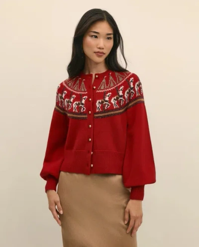 Brooks Brothers Lunar New Year Merino-wool-blend Cardigan Sweater In Red