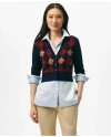Brooks Brothers Lunar New Year Wool-blend Argyle Snake Motif Cardigan Sweater In Navy