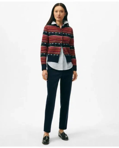 Brooks Brothers Lunar New Year Wool-blend Fair Isle Snake Motif Cardigan Sweater In Red
