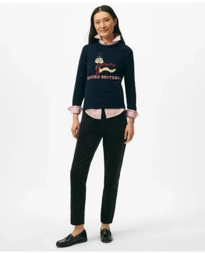 Brooks Brothers Lunar New Year Wool-blend Intarsia Snake Motif Sweater In Navy
