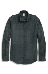 Brooks Brothers Luxe Cotton Twill Polo Button Down Collar, Windowpane Shirt In Blackwp