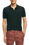 Brooks Brothers Lux Lightweight Johnny Collar Polo Sweater In Green