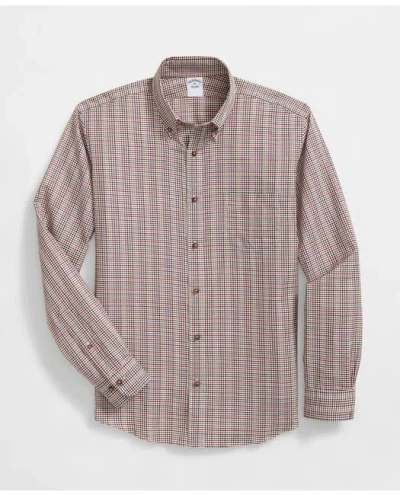Brooks Brothers Luxe Cotton Twill Polo Button Down Collar, Mini Checked Shirt In Multicolor
