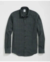 Brooks Brothers Luxe Cotton Twill Polo Button Down Collar, Windowpane Shirt In Black