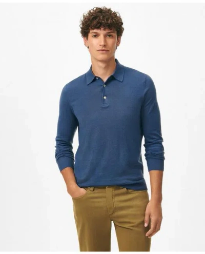 Brooks Brothers Luxe Polo Sweater In Cotton-cashmere In Blue