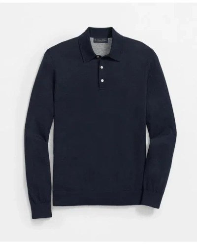 Brooks Brothers Luxe Polo Sweater In Cotton-cashmere In Navy
