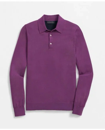 Brooks Brothers Luxe Polo Sweater In Cotton-cashmere In Purple