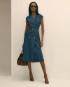 Brooks Brothers Lyocell-blend Pinstripe Trench Dress In Blue