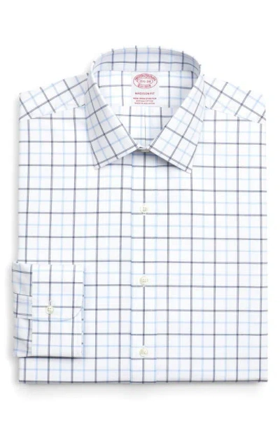 Brooks Brothers Madison Fit Check Non-iron Supima® Cotton Dress Shirt In Blue