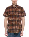 Brooks Brothers Cotton Madras Short Sleeve Button-down Collar Sport Shirt In Brown