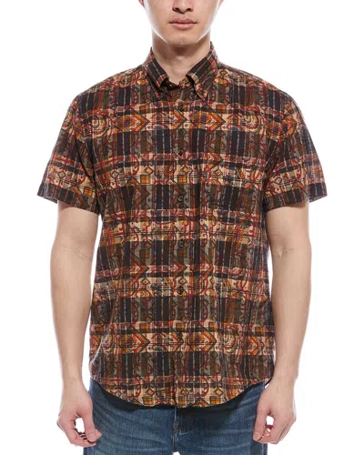 Brooks Brothers Madras Regular Fit Shirt In Brown