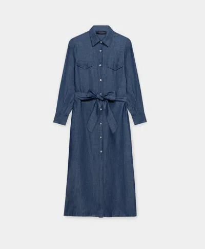 Brooks Brothers Maxi Linen Denim Shirt Dress In Blue