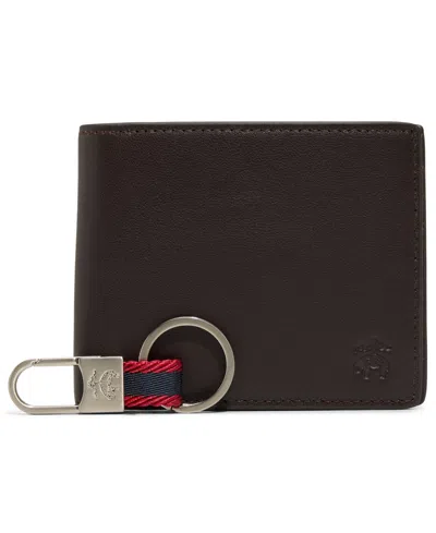 Brooks Brothers Men's Bi-fold Wallet And Keychain Gift Set In Black