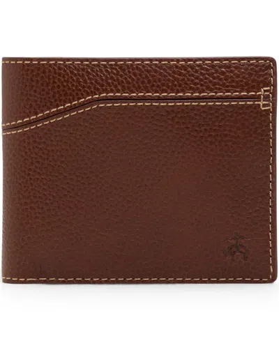 Brooks Brothers Men's Cayman Leather Wallet With Change Purse In Brown