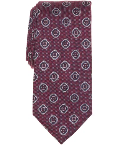 Brooks Brothers Men's Dot Ground Medallion Tie In Burgundy